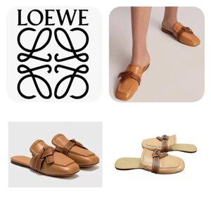 Loewe GATE FLAT MULES, Low Heel Leather Warm Desert Women's Ital EU 38/7.5 US